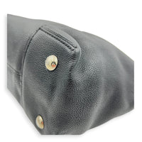 Lockit Top Handle Bag MM Noir in Taurillon Leather, Silver hardware