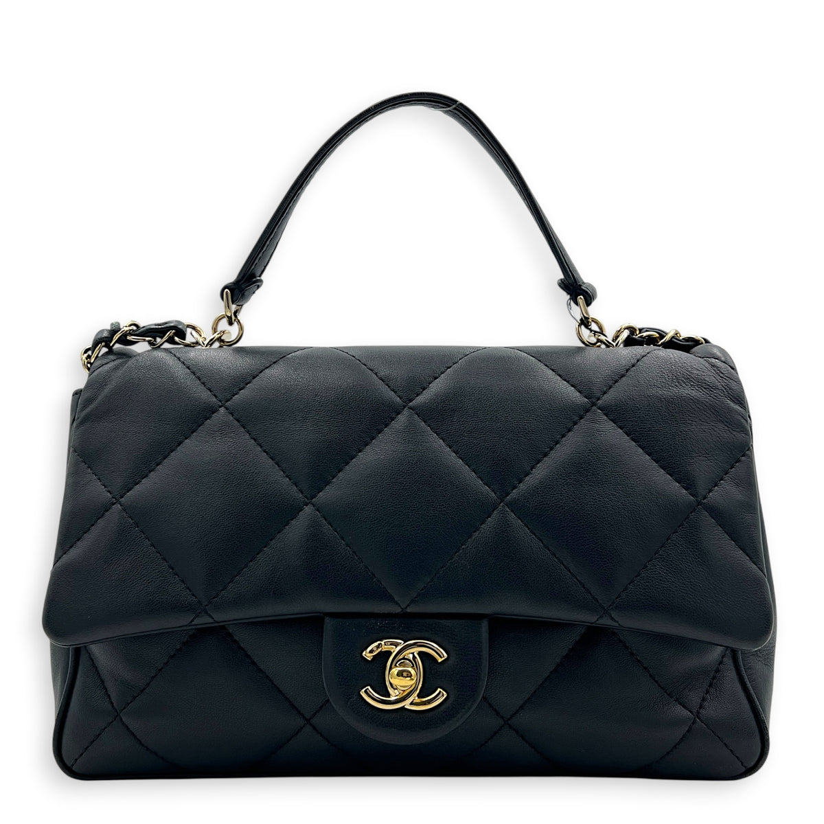 CC Top Handle Bag Blue in Calfskin, Gold hardware