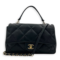 CC Top Handle Bag Blue in Calfskin, Gold hardware
