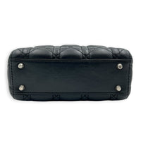 Lady Dior Top Handle Bag Mini Black in Lambskin, Silver hardware