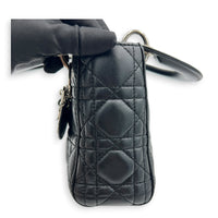 Lady Dior Top Handle Bag Mini Black in Lambskin, Silver hardware