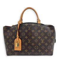 Petit Palais Top Handle Bag Brown in Monogram Coated Canvas, Gold hardware