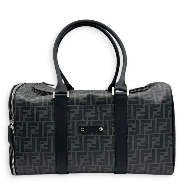 FF Black Pet Carrier in Coated Canvas, Silver hardware
