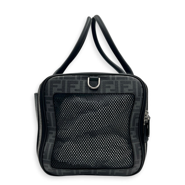 FF Black Pet Carrier in Coated Canvas, Silver hardware