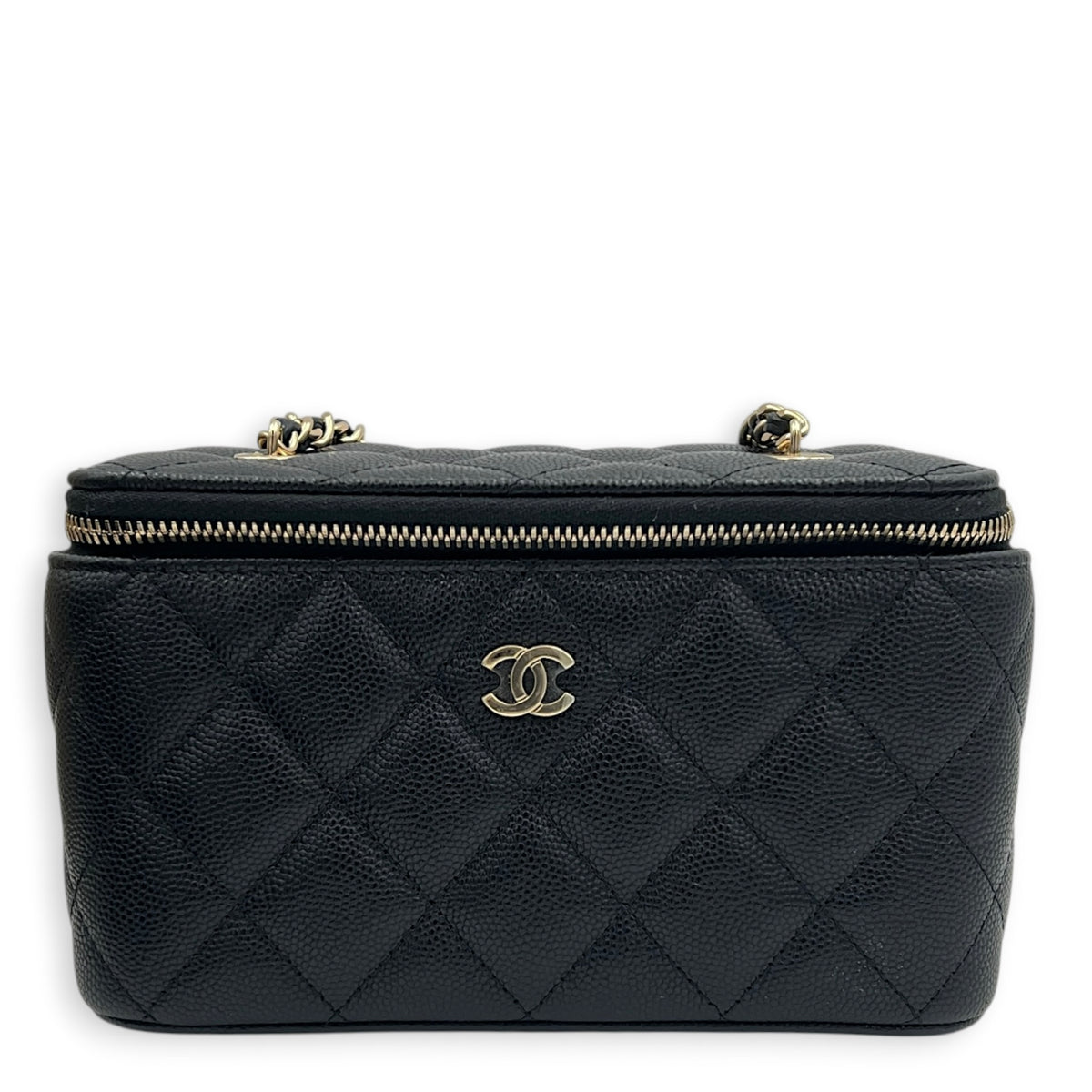 Vanity Vanity Bag Small Black in Caviar Leather, Light Gold hardware
