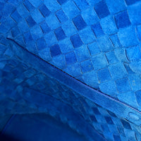 Intrecciato Backpack Blue in Calfskin, Silver hardware