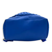 Intrecciato Backpack Blue in Calfskin, Silver hardware
