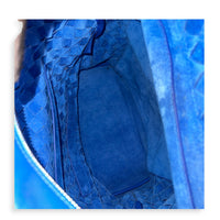 Intrecciato Backpack Blue in Calfskin, Silver hardware