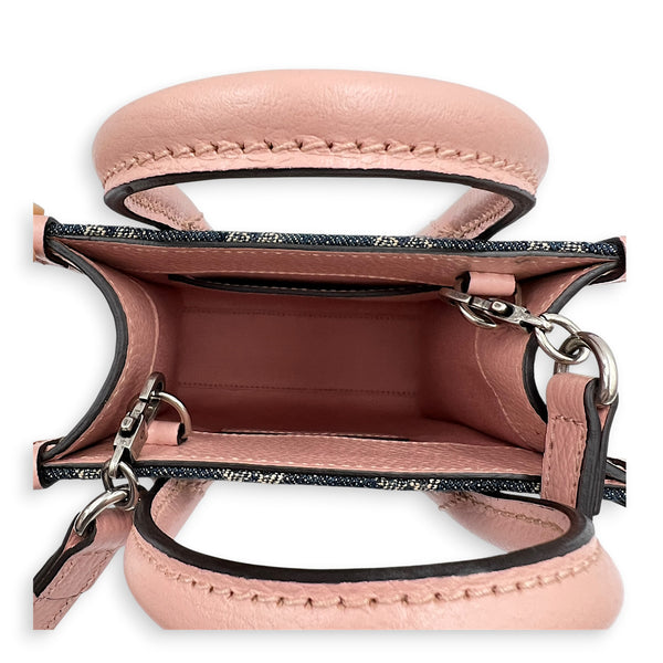 GG Floral  Top Handle Bag Pink in Denim, Silver hardware