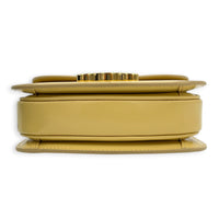 Triomphe Top Handle Bag Yellow in Calfskin, Gold hardware