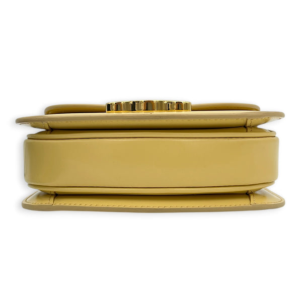 Triomphe Top Handle Bag Yellow in Calfskin, Gold hardware