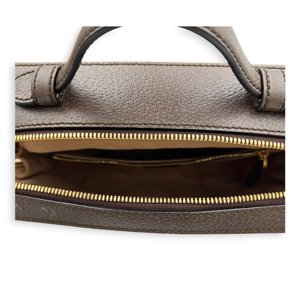Ophidia Top Handle Bag Brown in Coated Canvas, Gold hardware