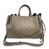 Bella Tote Top Handle Bag Beige in Mahina Leather, Silver hardware