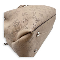 Bella Tote Top Handle Bag Beige in Mahina Leather, Silver hardware