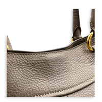 Logo Tote Bag Grey in Calfskin, Gold hardware