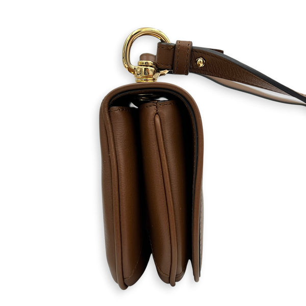 Blondie Shoulder Bag Brown in Calfskin, Gold hardware