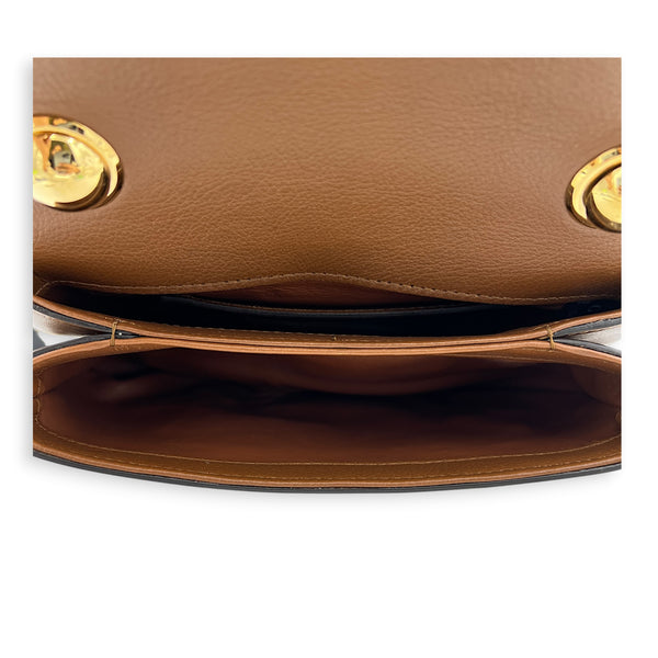 Blondie Shoulder Bag Brown in Calfskin, Gold hardware