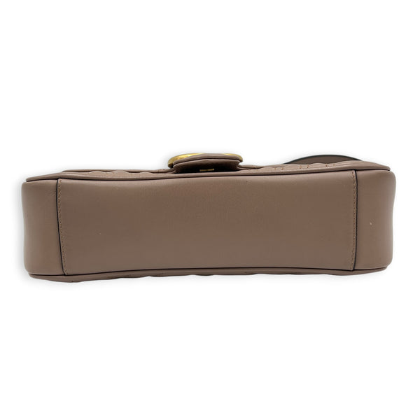 GG Marmont Shoulder Bag Small Dusty Pink / Nude Rose in Calfskin, Antique Brass hardware