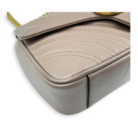 GG Marmont Shoulder Bag Small Dusty Pink / Nude Rose in Calfskin, Antique Brass hardware