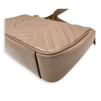GG Marmont Shoulder Bag Small Dusty Pink / Nude Rose in Calfskin, Antique Brass hardware