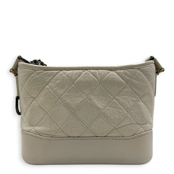 Gabrielle Shoulder Bag Small White in Calfskin, Mixed hardware