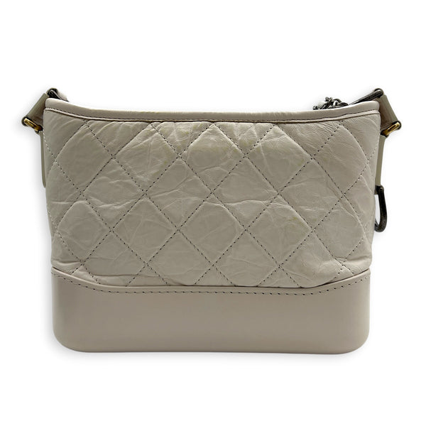 Gabrielle Shoulder Bag Small White in Calfskin, Mixed hardware