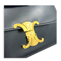 Triomphe Shoulder Bag Teen Black in Box Calfskin, Gold hardware