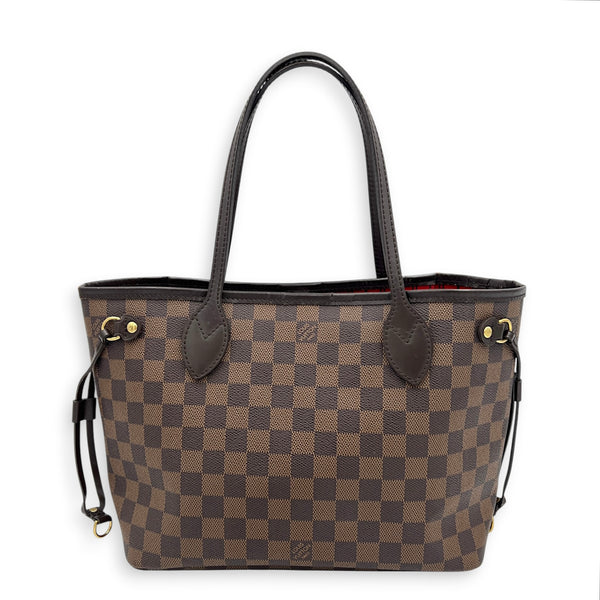 Neverfull Tote Bag PM Ebene in Coated Canvas, Gold hardware