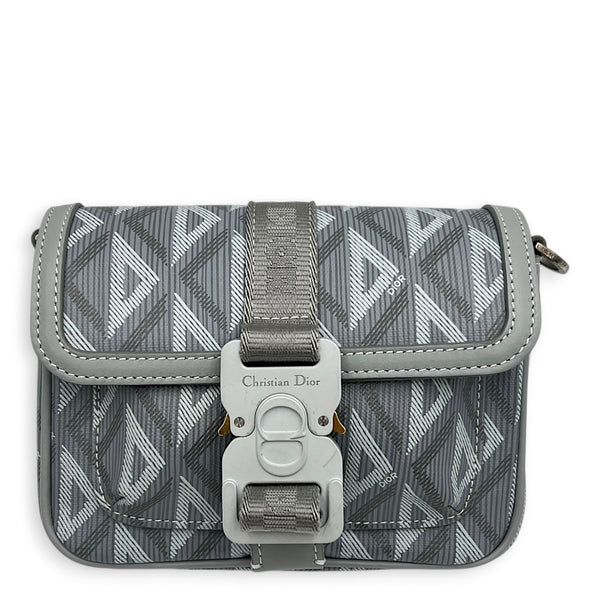 Hit The Road Grey Crossbody Bag in Coated Canvas, Mixed hardware