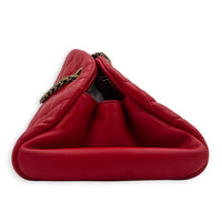 Mademoiselle Bowler Shoulder Bag Red in Lambskin, Antique Brass hardware