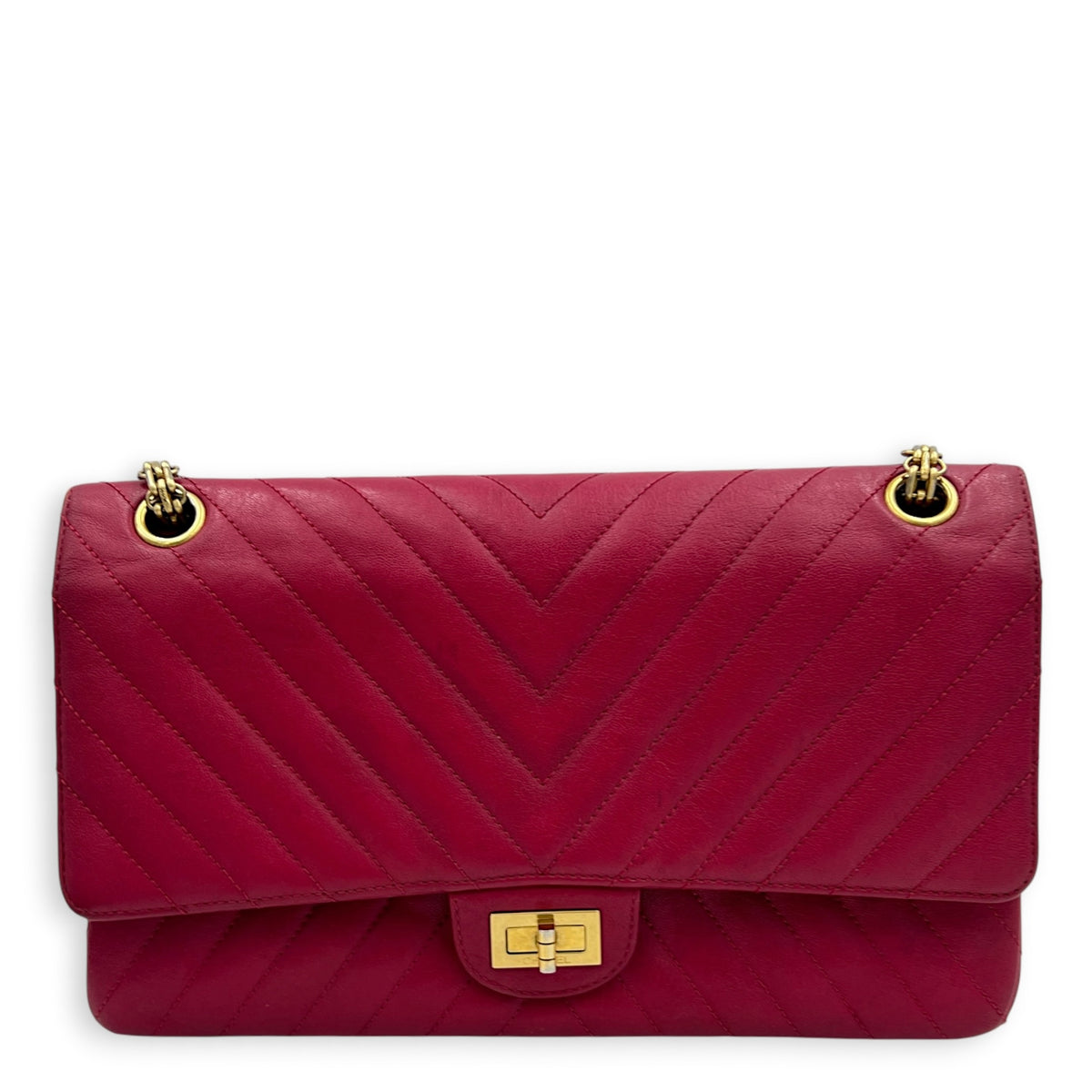 2.55 Shoulder Bag Medium Dark Red / Burgundy in Lambskin, Gold hardware
