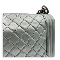 Boy Medium Metallic Silver (recolored) Shoulder Bag in Lambskin, Ruthenium hardware