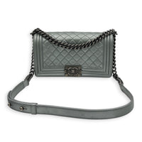 Boy Medium Metallic Silver (recolored) Shoulder Bag in Lambskin, Ruthenium hardware
