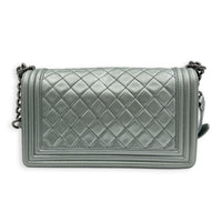 Boy Medium Metallic Silver (recolored) Shoulder Bag in Lambskin, Ruthenium hardware