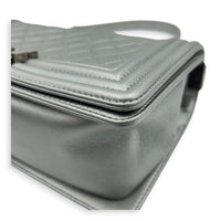 Boy Medium Metallic Silver (recolored) Shoulder Bag in Lambskin, Ruthenium hardware