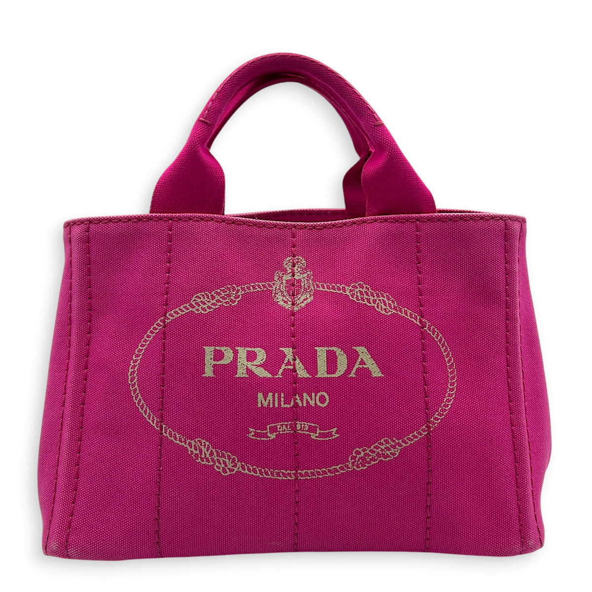 Canapa Small Pink Tote Bag in Canvas, Gold hardware