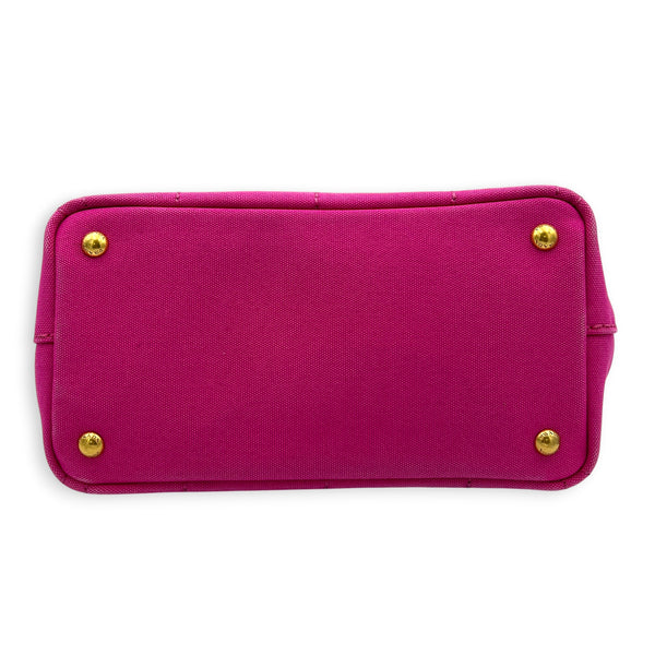 Canapa Small Pink Tote Bag in Canvas, Gold hardware