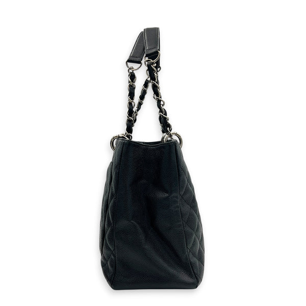 GST Shoulder Bag Black in Caviar Leather, Silver hardware