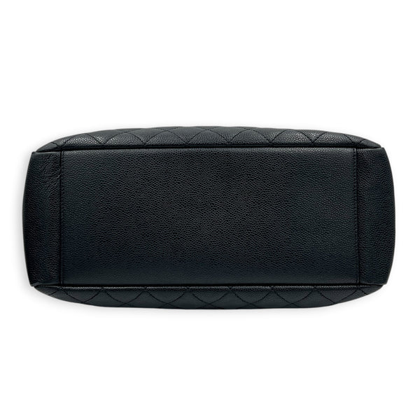 GST Shoulder Bag Black in Caviar Leather, Silver hardware