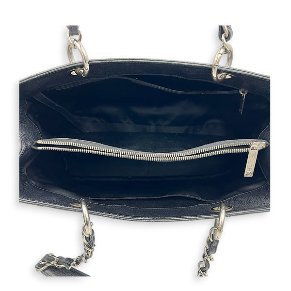 GST Shoulder Bag Black in Caviar Leather, Silver hardware