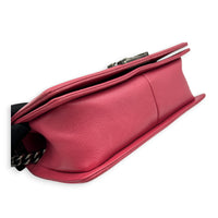 Boy Medium Pink Shoulder Bag in Calfskin, Ruthenium hardware