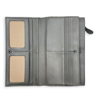 Intrecciato Grey Wallet in Lambskin, Ruthenium hardware
