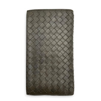 Intrecciato Grey Wallet in Lambskin, Ruthenium hardware