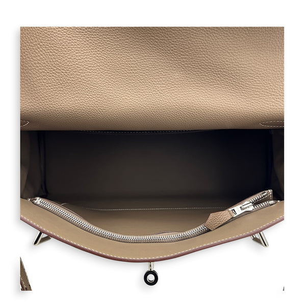 Kelly Maxi 42 Etoupe Top Handle Bag in Togo, Palladium hardware