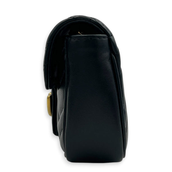GG Marmont Crossbody Bag Super Mini Black in Calfskin, Gold hardware