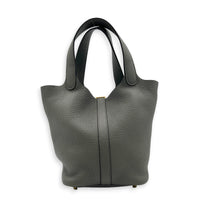 Picotin 18 Gris Meyer Top Handle Bag in Clemence, Gold hardware