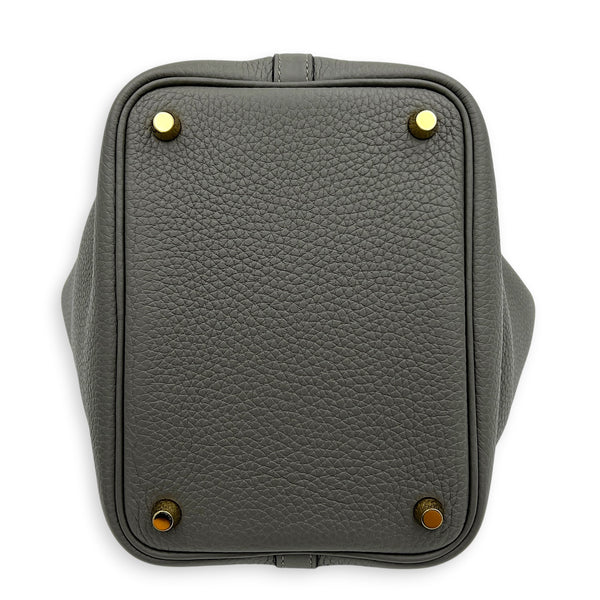 Picotin 18 Gris Meyer Top Handle Bag in Clemence, Gold hardware