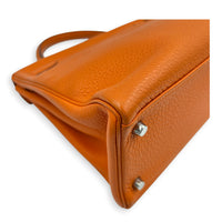 Kelly 32 Orange H Top Handle Bag in Clemence, Palladium hardware