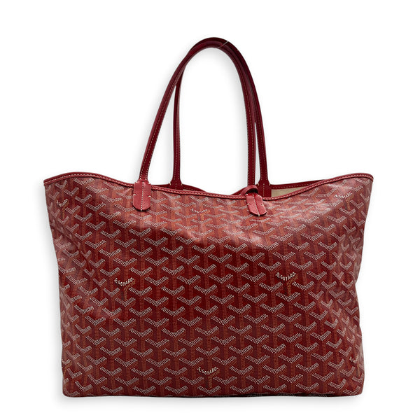 Saint Louis PM Red Tote Bag in Coated Canvas, Silver hardware