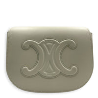 Folco Optic White Crossbody Bag in Calfskin, Gold hardware